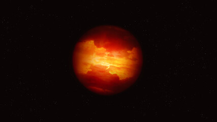 Obraz premium Brown dwarf on a black background. Failed star. Planet that could have become a star. Gas giant in space.