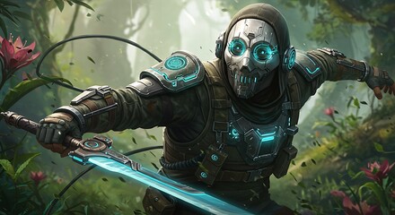 VR Warrior in Fantasy Forest Battle