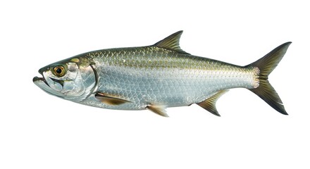 Illustration of a Silver Tarpon Fish Swimming in Aquatic Background