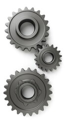 Illustration Three Connected Metal Gears Mechanism Cogwheel Concept