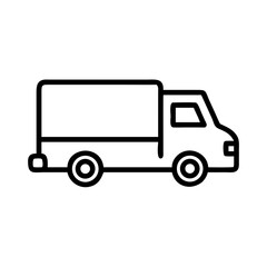 Fototapeta premium Outline illustration of a delivery truck in simple design style 