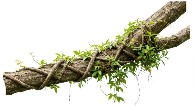 Image of a Tree Branch Covered With Green Vines And Leaves