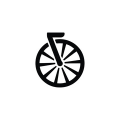 Fototapeta premium Black PennyFarthing Bicycle with Spokes Design on Transparent Background Icon