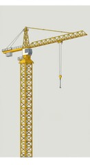 Illustration of Yellow Tower Crane Construction Industry Background