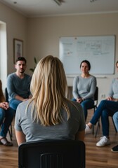 Photo Diverse Group Therapy Session People Meeting Together Circle