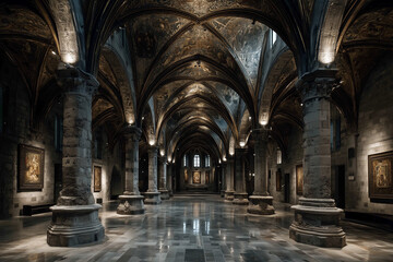 modern interior design of museum and gallery