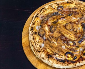 Traditional Brazilian sweet banana pizza with cinnamon and condensed milk. The best pizza in the world