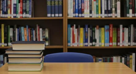 Library Books Stacked Education Knowledge Literature Study Still Photo