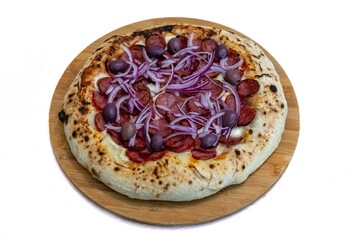 Traditional Brazilian Calabrian sausage pizza. Brazilian food, real food