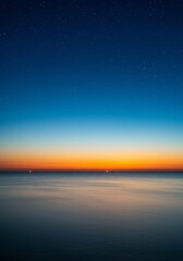 Night Photo Serene Starry Sky Scenery over Dark Ocean Horizon