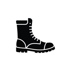 Black LaceUp Boot Icon with Transparent Background, Fashionable Footwear Design
