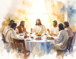 Religious painting of a meal