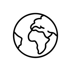 Simple black line drawing of Earth globe in minimalist style  