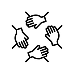 Obraz premium Collaborative hands joining together in a circle symbolizing teamwork 