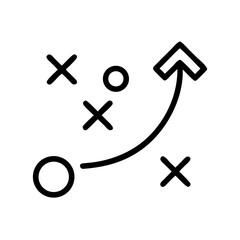 Strategic diagram with arrows and circles representing movement  