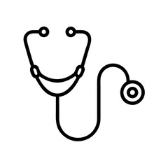 Stethoscope outline illustration with curved tubing and chest piece  