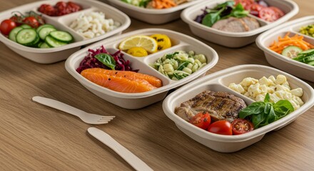 Healthy Meal In Biodegradable Box Lunch Diet Concept Photo