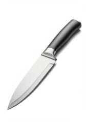Realistic Image of Silver Kitchen Knife with Gray Handle Isolated on White