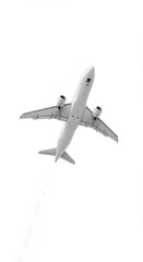 Realistic White Airplane Flying in the Sky Transportation Aeroplane