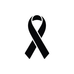 Black Ribbon Symbol on Transparent Background, Simple Design Element