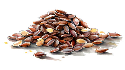 watercolor style of organic flax seeds