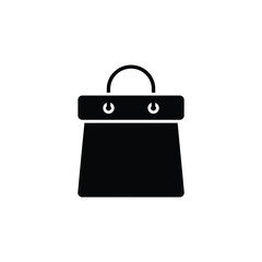 Black silhouette of a tote bag with handles on transparent background