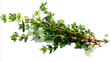 watercolor style of organic thyme bunch