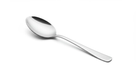 Silver Metal Spoon Kitchenware Utensil Isolated On White Background