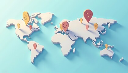 World Map with Location Pin