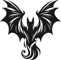 Black silhouette of a bat animal vector