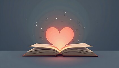 Heart Light Shining From Open Book