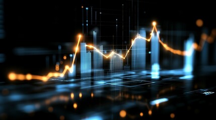 Abstract graphic of fluctuating data points and lines, showcasing growth and decline in data values
