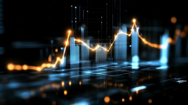 Abstract graphic of fluctuating data points and lines, showcasing growth and decline in data values