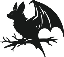 Black silhouette of a bat animal vector