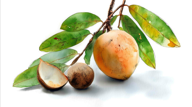 watercolor style of organic sapodilla