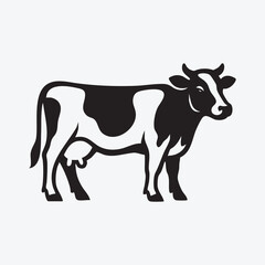 Dairy Cow Vector Icon - Milk Farm Animal Silhouette