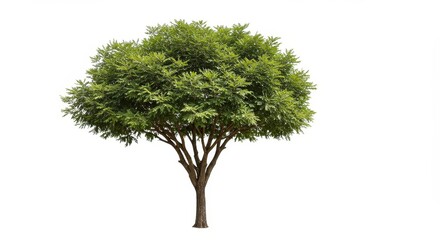 Realistic Tree Illustration with Green Leaves Isolated in White Backdrop