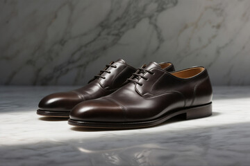 Men's Brown Leather Oxford Shoes Elegant Formal Marble Light Classic Luxury