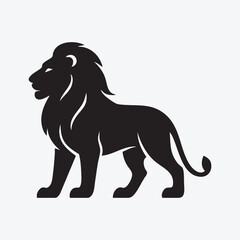 lion, silhouette, black and white, simple, minimalist, digital art, vector