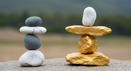 Stacked Stone Balancing Pebbles Gray Rock on Sand Nature Still Life