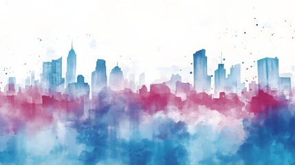 Obraz premium Colorful cityscape illustration of a modern metropolis.