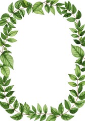 Watercolor Green Leaves Wreath Frame Leaves Border Botanical Element