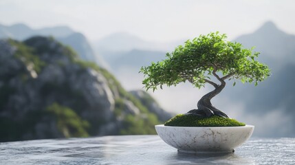 Zen Bonsai: Tranquility in the Mountains
