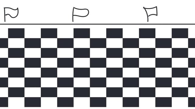 Animation of moving sports elements in the form of flags and checkers. The theme is car racing and sports competition.