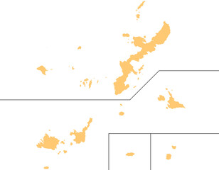 沖縄県　地図　オレンジ　イラスト