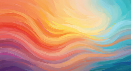 Vibrant Abstract Painting with Flowing Brushstrokes and Color Gradient