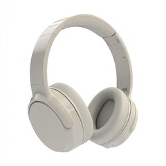 Isolated product image of modern wireless headphones on a pure white background with studio lighting and 8K UHD detail for commercial use.