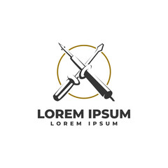 Soldering Iron Service Tool Logo Vector Icon Illustration