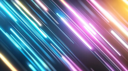 Futuristic abstract background with glowing diagonal neon lines in blue, pink, and yellow over an icy textured surface, creating a sleek and dynamic visual grid with universal tech vibes