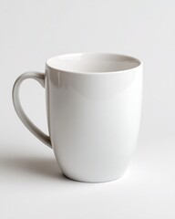 The professional ceramic coffee cup is placed on a pure and flawless white seamless background with soft shadows, showing high details and simple composition.